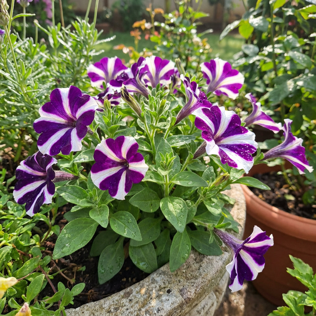 Violet White Petunia Flower Seeds for Planting