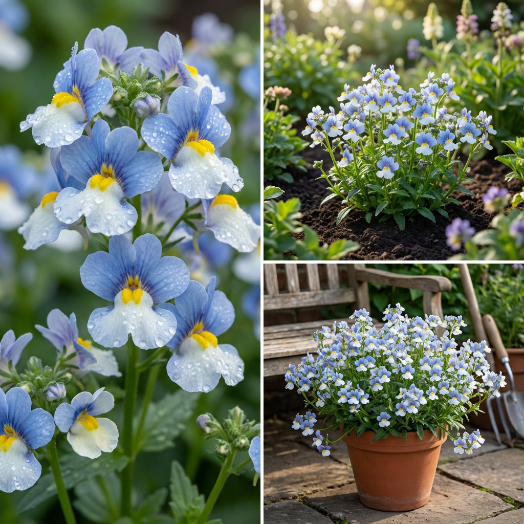 Blue White Nemesia Flower Planting Seeds - 1 pcs