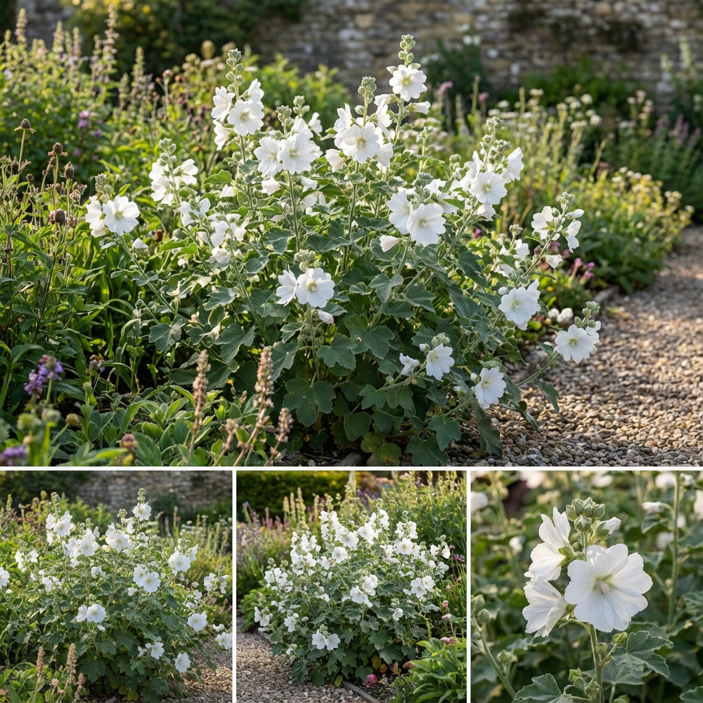 White Lavatera Flower Seeds for Stunning Garden Displays  Seed for Beautiful Blossoms and Easy Care
