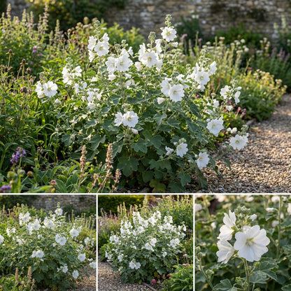White Lavatera Flower Seeds for Stunning Garden Displays  Seed for Beautiful Blossoms and Easy Care