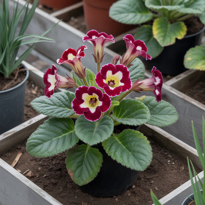 Gloxinia Flower Seeds - Dark Red & Yellow Blooms for Vibrant Gardens