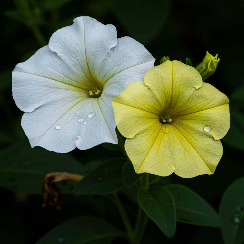 Petunia Flower Seeds White & Yellow for Striking Planting